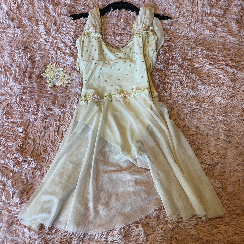 Elegant Ivory Kids Dress with Floral Accents